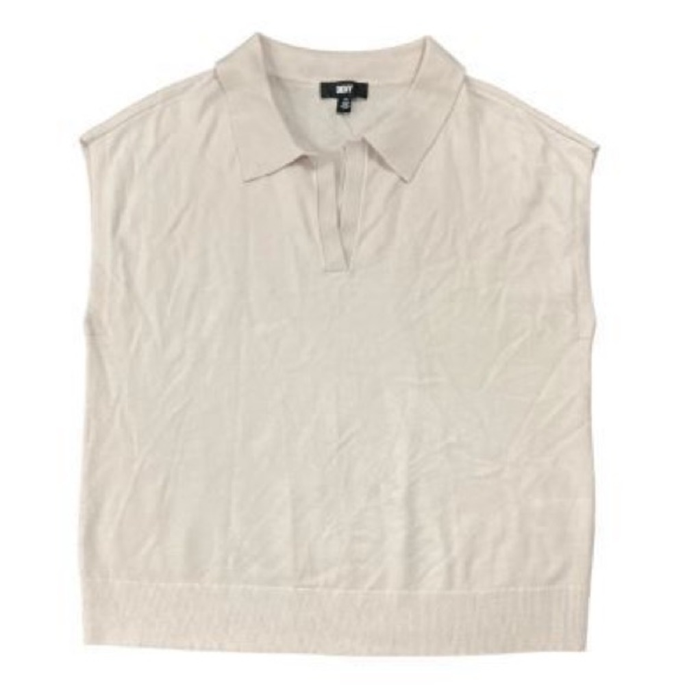 DKNY Women's Modern Fit Sleeveless Collared V-Neck Sweater XL NWT
